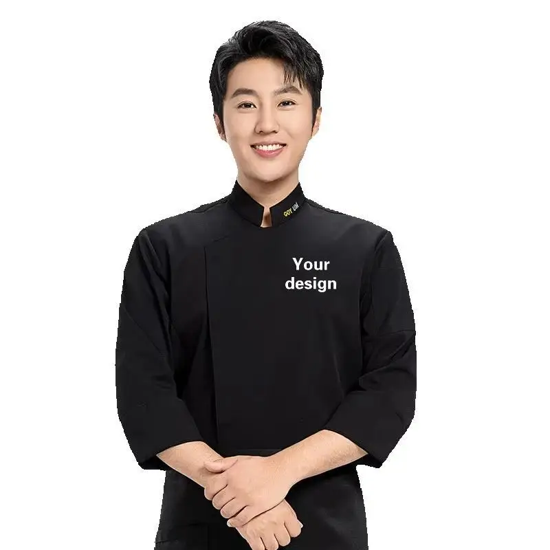 Custom Professional Kitchen Jacket Print Logo Personalized Design Pattern Restaurant Catering Services Work Clothes Cook Coat