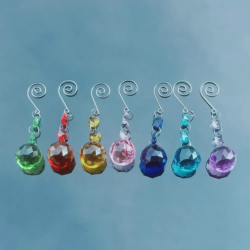 Chakra Crystal Suncatcher Chandelier Crystal Ball DIY Glass Crystals Prisms Pendants Hanging Ornament Home Wedding Decor