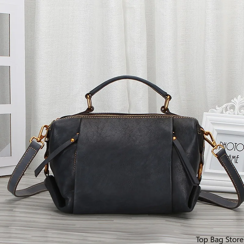 Women's Luxury Top Grain Genuine Leather Shoulder Tote Bag Convertible Crossbody Vintage Large Capacity Work