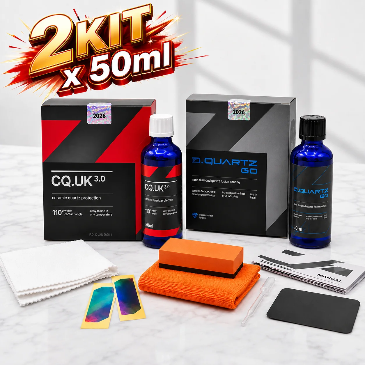 

DQUARTZ GO 50ml Kit Nano Diamond Quartz Fusion Ceramic Coating for Car Care Enhanced Protection Gloss Increase Surface Hardness