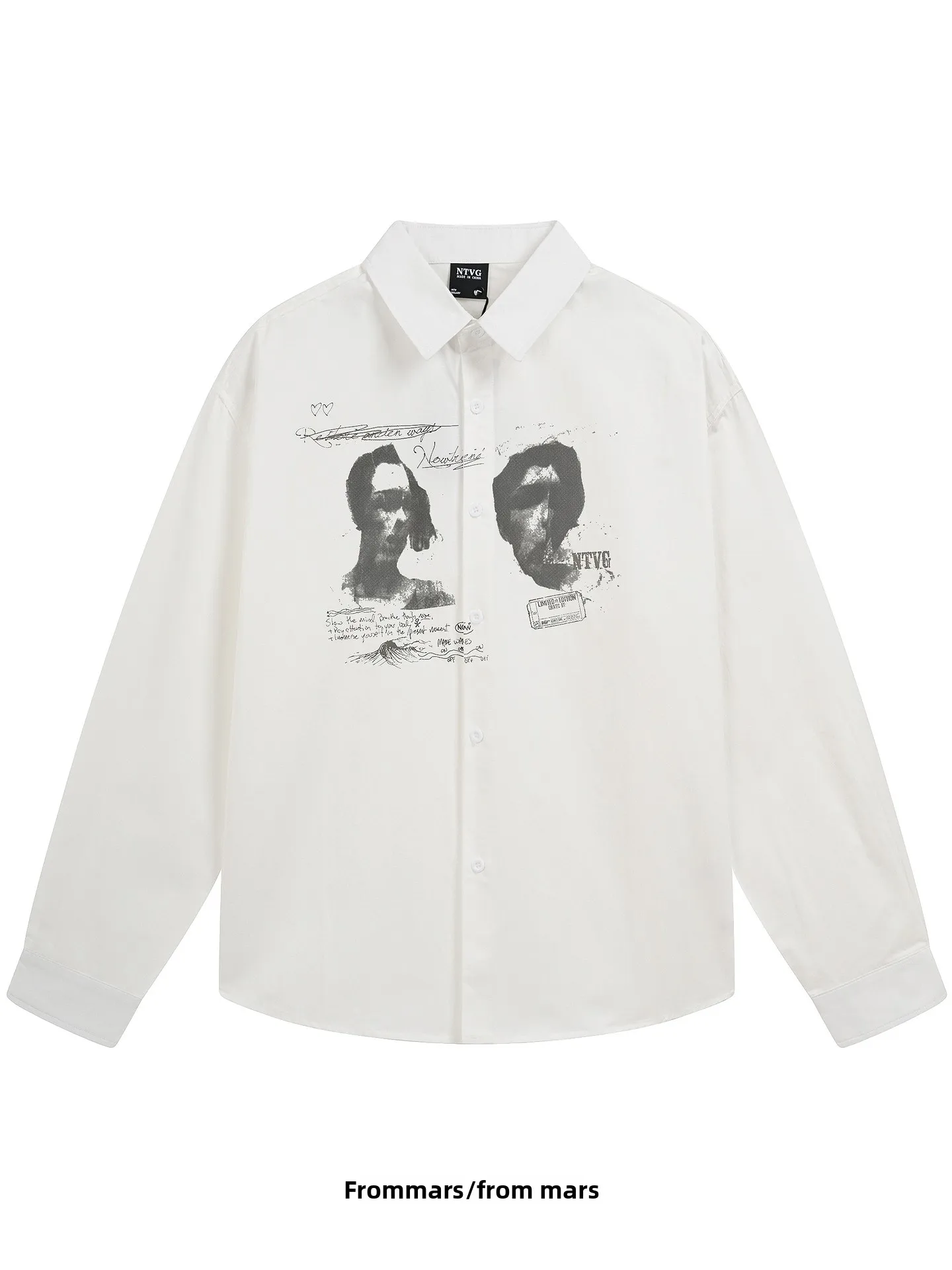 

Loose Long Sve Casual irt Retro Creative Character Print Versatile Comfortable Breathable Cotton Youth ular Spring Au...