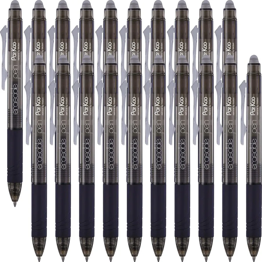 

20 Pack Retractable Erasable Gel Pens Clicker Fine Point 0.7 mm Make Mistakes Disappear Black Pens for Writing Jourling and Cro