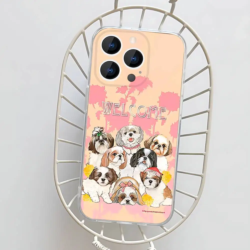 Casing Ponsel Anjing Shih Tzu untuk iPhone 17,16,15,14,13,12,11 Pro,Max,Plus,X,XS,XR,SE4,E Mini Transparan Lembut