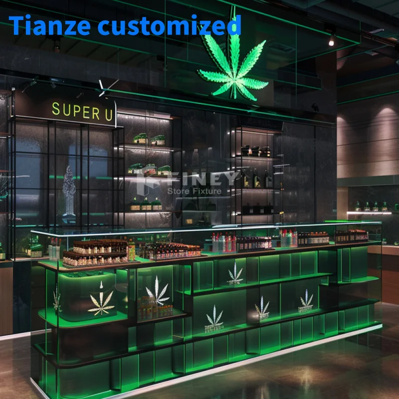 

（customized）Smoke Shop Interior Decoration Design CanabS Shop Showcase Display Accessories Showroom Furniture