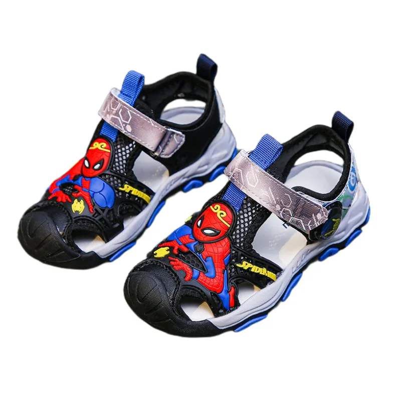 Marvel Series Anime Boys Summer Spiderman Cute Baotou Sandals Student Non-slip Breathable Soft Bottom Cartoon Beach Shoes Gift