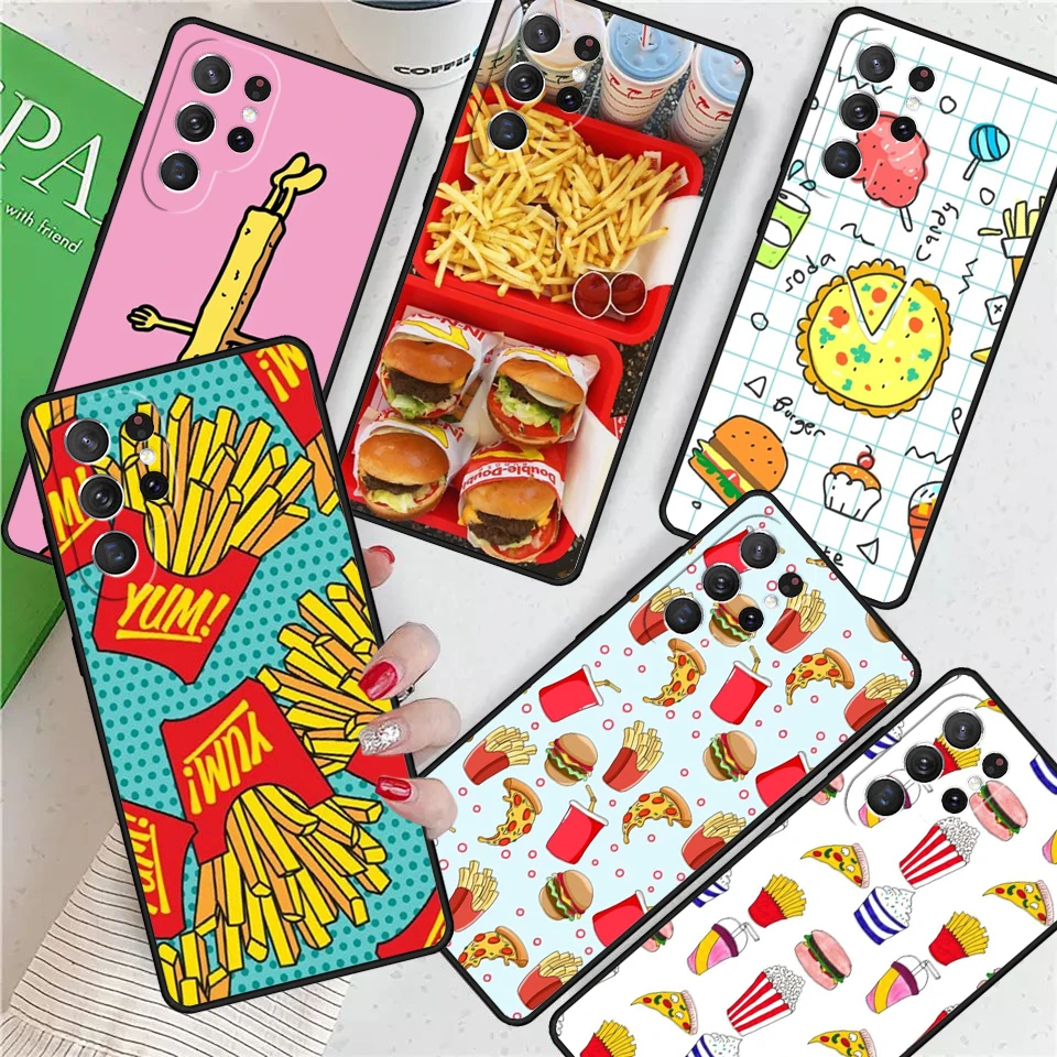 French Fries Burger Pizza For Samsung Galaxy S24 Ultra S21 S22 S8 S9 S10E Note 10 20 Plus FE S23 Phone case Cover Coque