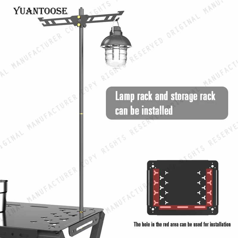 Mesa de camping portátil para picnic al aire libre, aleación de aluminio, madera de haya