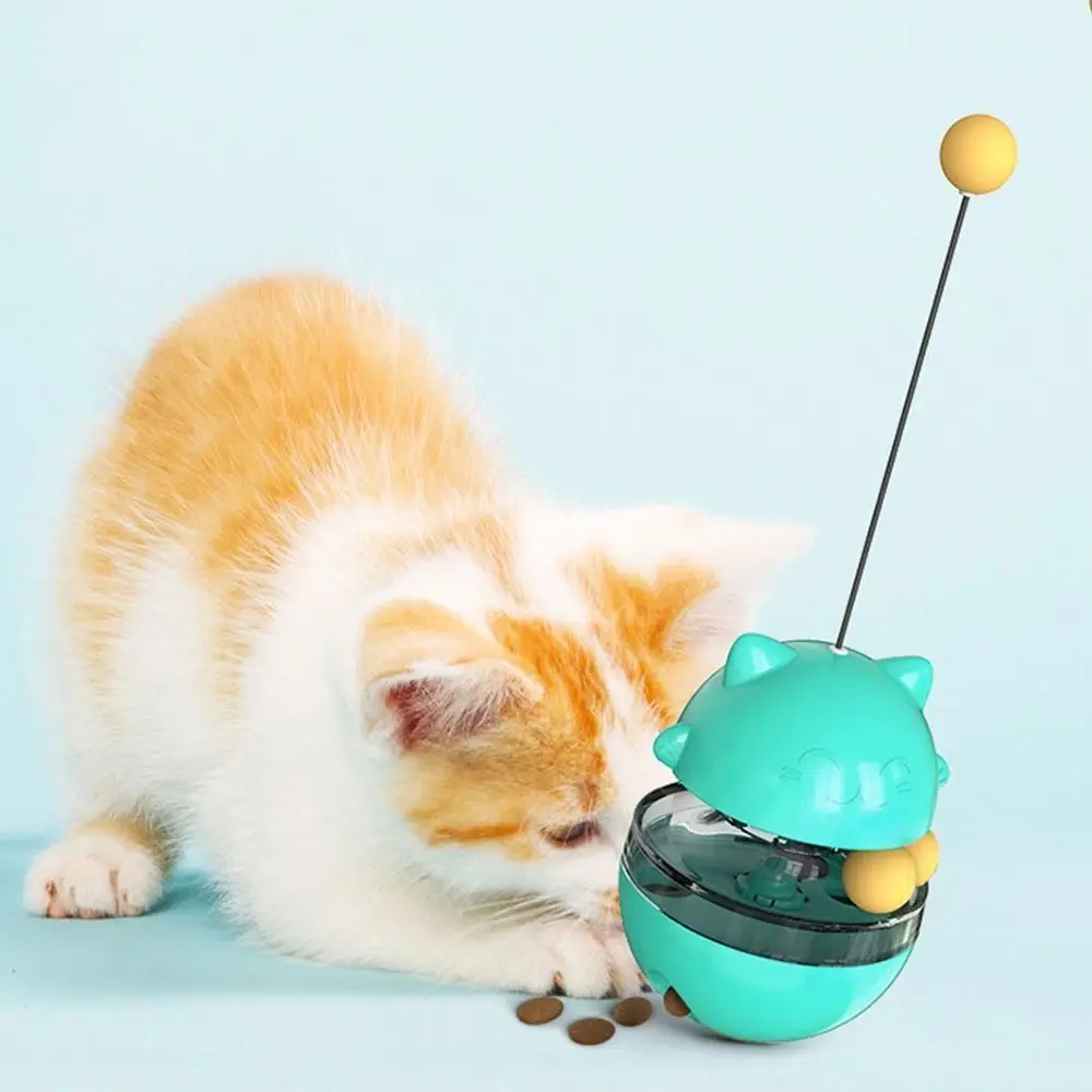 Interactive Cat Turntable Toys Treat Dispenser Self Play Leaking Food Ball Tilting Tease Fun Training Cat Puzzle Feeder