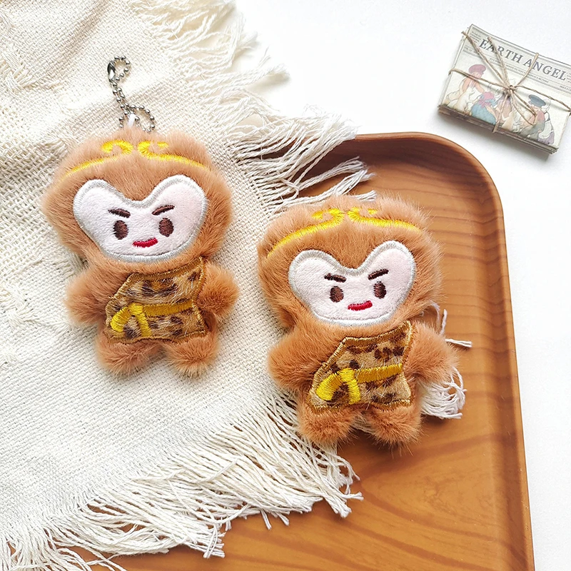 Cartoon Plush Wukong Doll Keychain Cute Soft Stuffed Pendant Keyring Fashion Backpack Decoration Accessories Birthday Gifts