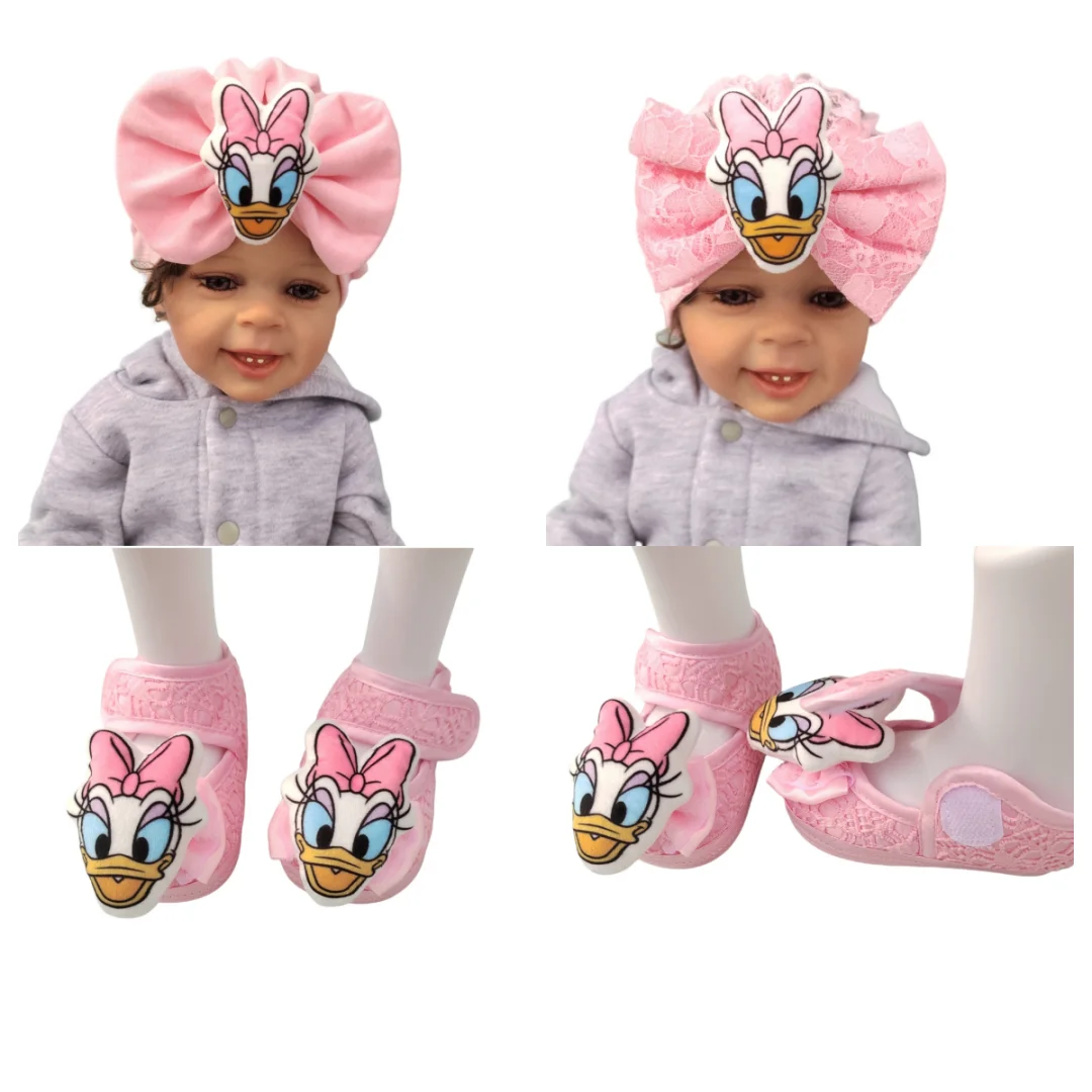 New Miniso Donald Duck Twist Baby Headdress Cute elastic solid girl hair cap Kids shoes Non-slip solid baby gift Preferred baby