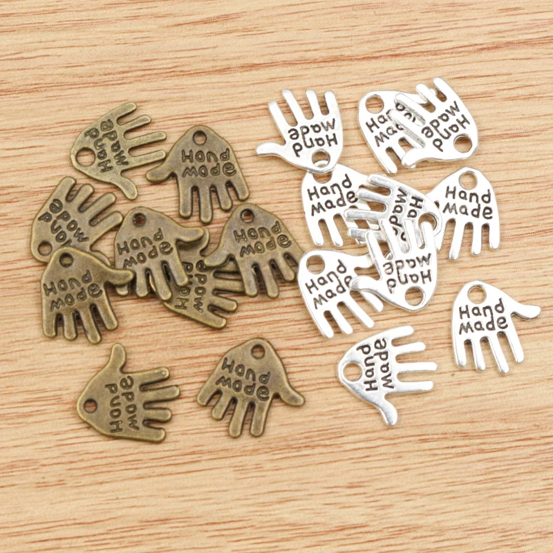 40pcs 12x12mm Antique Silver Plated Bronze Plated Hand Handmade Charms Pendant:DIY for bracelet necklace