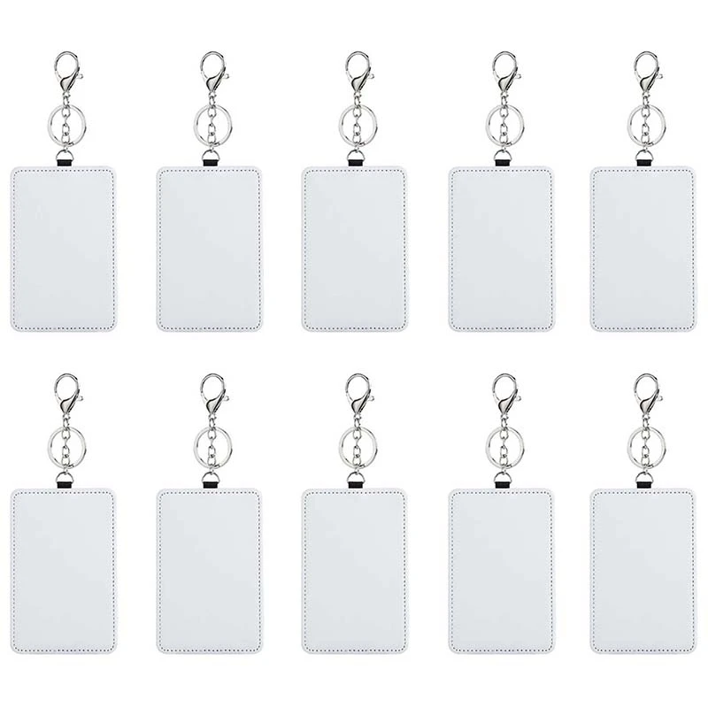 

10Pcs Dye Sublimation Rectangle Portable Transportation Card Holder Work Card Holder Printable Card Holder Keychain