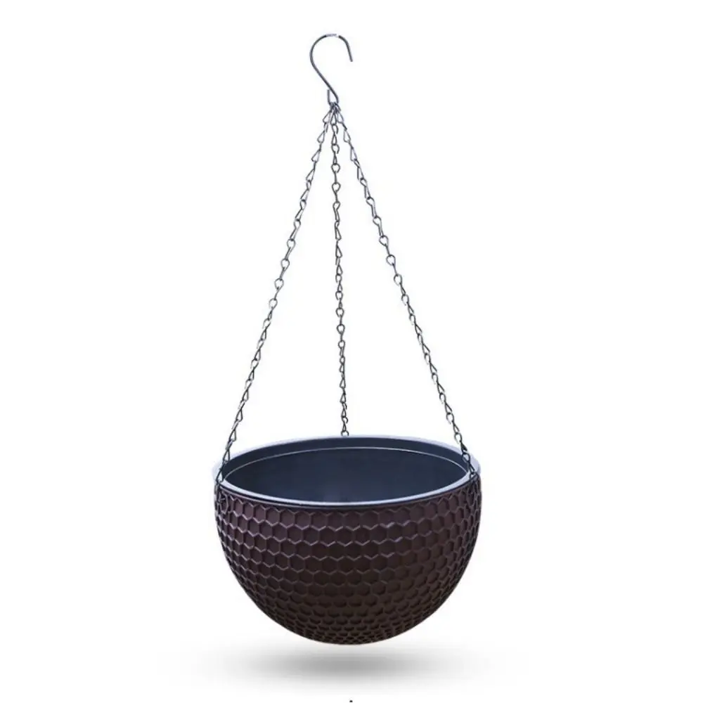 New Plastic Imitation Weaving Flower Pot Self Absorbent Hanging Hydroponic Flowerpot Outdoor Garden Decoration Flower Basket