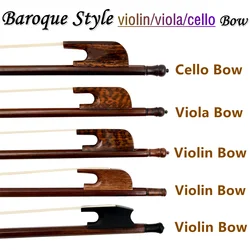 Top quality Baroque Style blackwood snakewood 4/4 violin viola cello bow Fiddle Bow,Siberian horsetail horsehair,violin parts