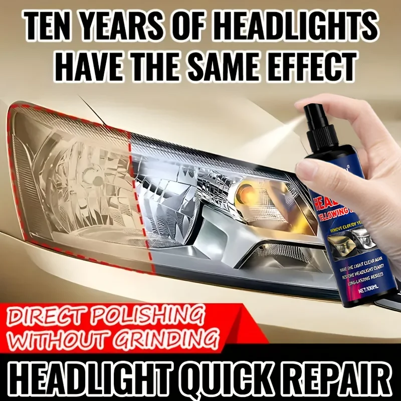 Headlight Yellow Remover Spray Auto Lamp Lens Renovate Agent Eliminate Cloud Oxidation Scratch Restore Transparent Headlights
