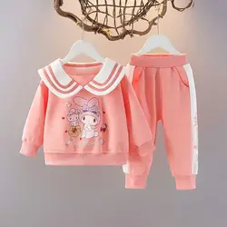 Sanrio Kid Girls Clothes Set Children Casual Cartoon Printed Sweatshirts Top And Pants 2 Pieces Set Long Sleeve Tracksuits