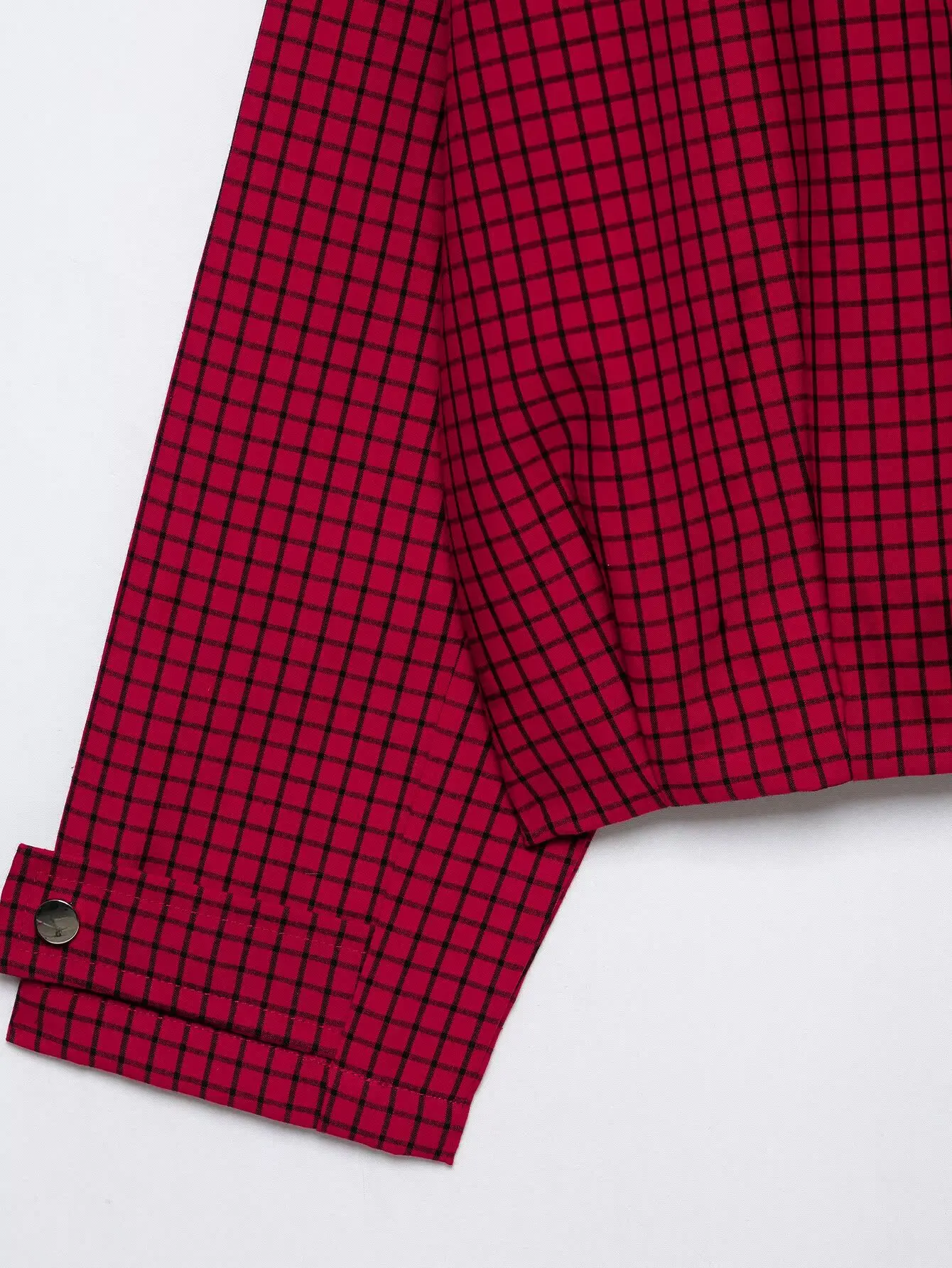 HH Damenmode, rote Jacke mit Karomuster, lange Ärmel, Stehkragen, Reißverschluss, lässiger Frühling/Herbst-Mantel, trendige High-Street-Oberbekleidung – Detail 11