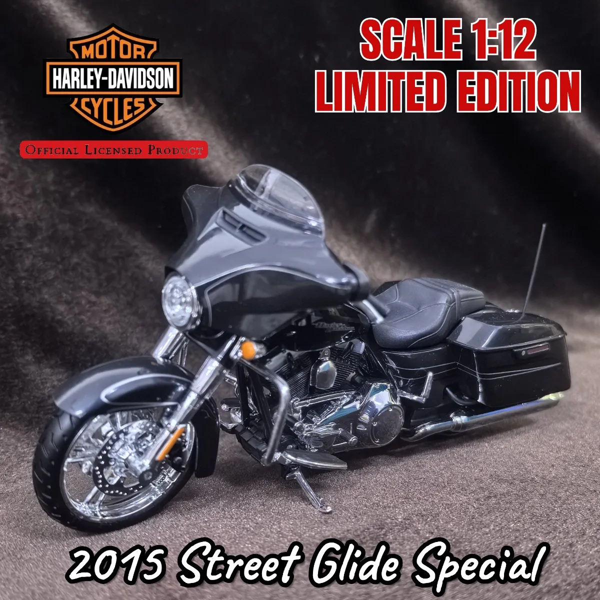 Limitado escala 1:12 HD 2015 Street Glide Mini modelo de motocicleta especial, réplica de vehículo coche figura en miniatura chico juguete de regalo de Navidad