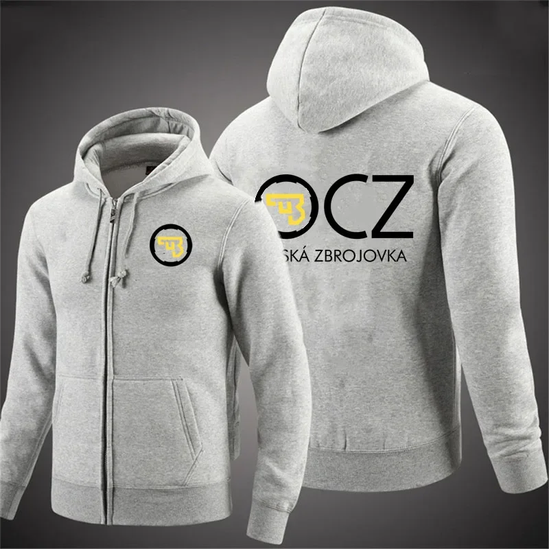 spring autumn men's hooded jacket CZ Ceska Zbrojovka printing loose hoodie casual sports solid color custom logo men's cardigan