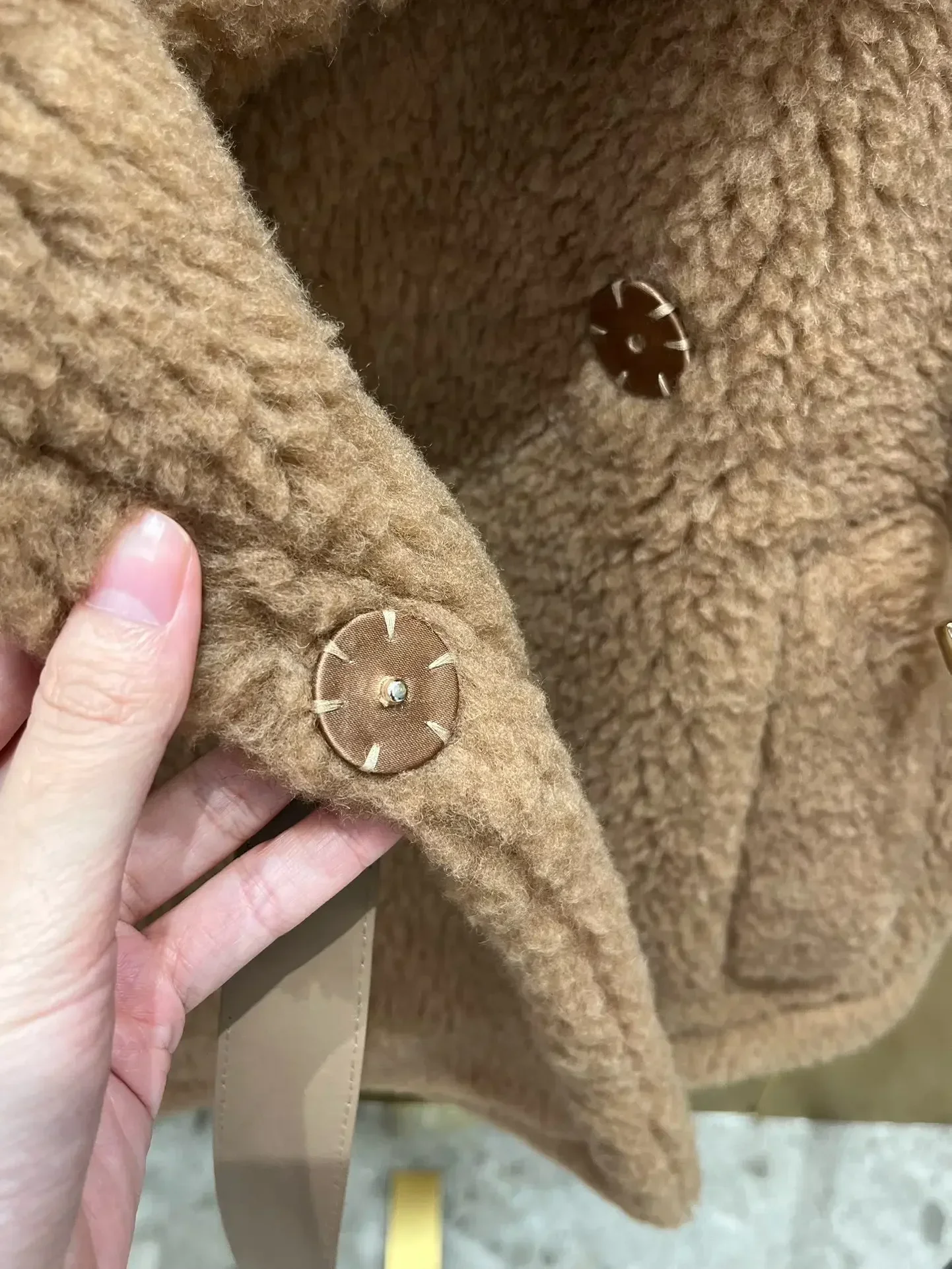 Teddy Bear Shawl Female Autumn Winter Camel Jacket Sheep Wool Coat Lapel Short Alpaca Silk High-end Fashion Jacket