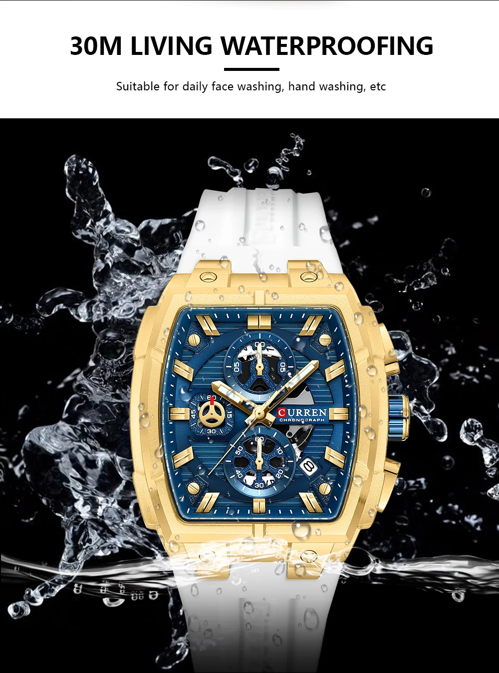 CURREN Herren-Chronograph Quarzuhr mit Leuchtzeigern und automatischer Datumsanzeige - für Business und Freizeit 8488 – Detail 8