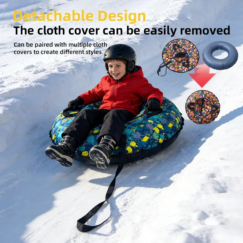Heavy Duty Snow Tube PVC Inflatable Sled With Reinforced Handles For Adult Kids Winter Skiing Outdoor Activities