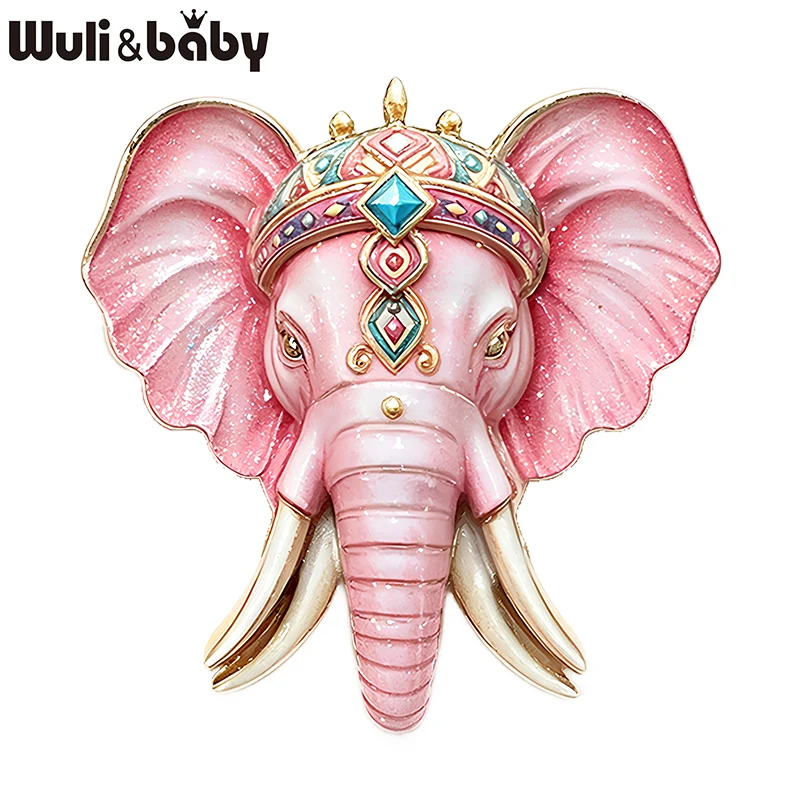 Wuli&baby Vintage Elefantenkopf-Broschen für Frauen Unisex 5-Farben Emaille Tier Party Casual Broschen Geschenke – Detail 4