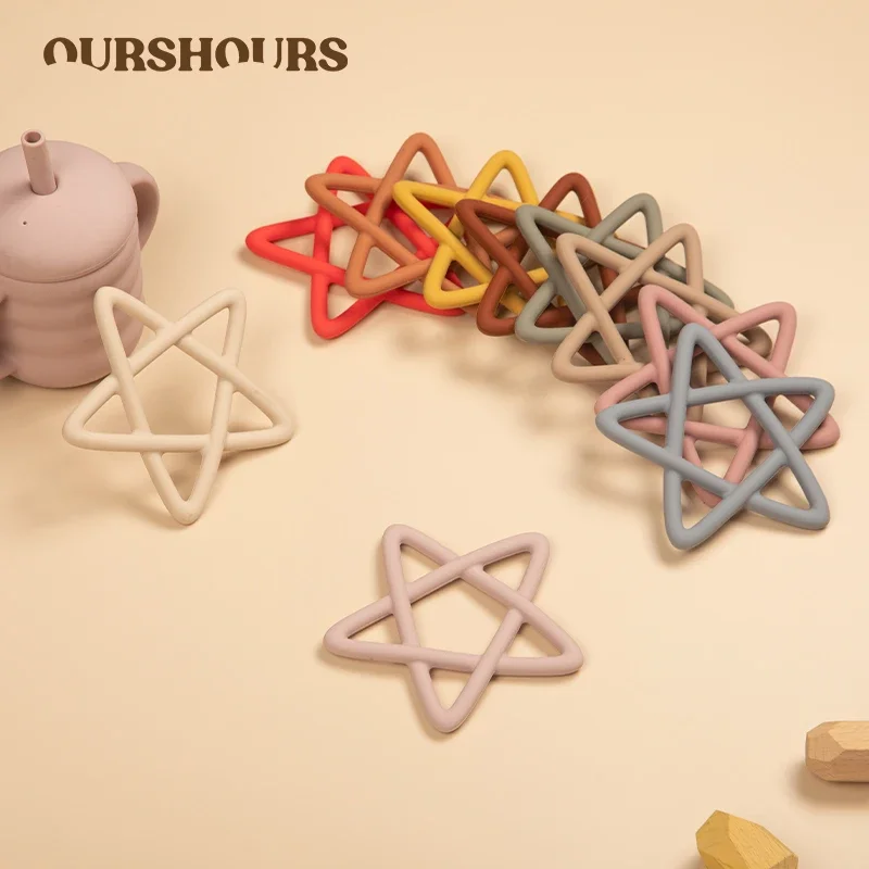 Food Grade Baby Pentagram Shape Teether Toys Infant Soft Silicone Teething Chewing Molar Toy BPA Free Newborn Baby Accessories