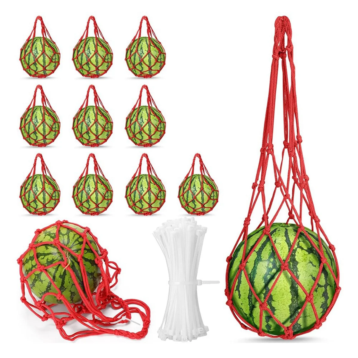 12 Pcs Watermelon Net Melon Hammock Melon Cradle Plant and Garden Supports Pumpkin Support Hanging Bag Protects