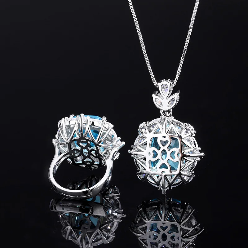 

Новое элитное ювелирное украшение: роскошное кольцо с инкрустацией топазом и бриллиантами ручной работы, основной камень 12*16 мм