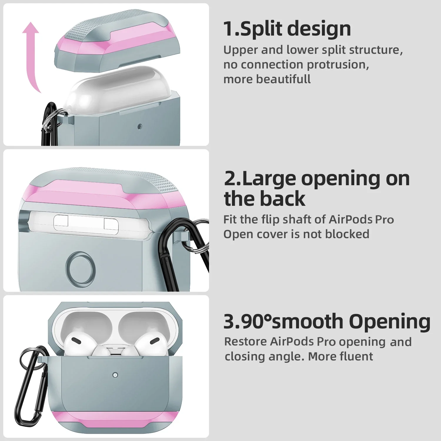 V-MOTA Smart Cover Boxen für Airpods Pro Bluetooth Wireless Kopfhörer, Aluminiumlegierung + weicher TPU-Kleber