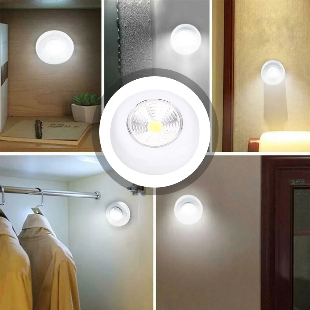 COB lampu bawah kabinet LED, dengan stiker perekat lampu dinding nirkabel lemari pakaian lemari kamar tidur lampu malam