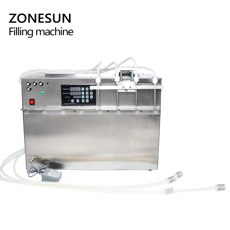 ZONESUN ZS-DPSP4 4 Heads Digital Liquid Filling Machine Auto Pouch Bag Filler Diaphragm Pump Juice Milk Beverage Packing Machine 6