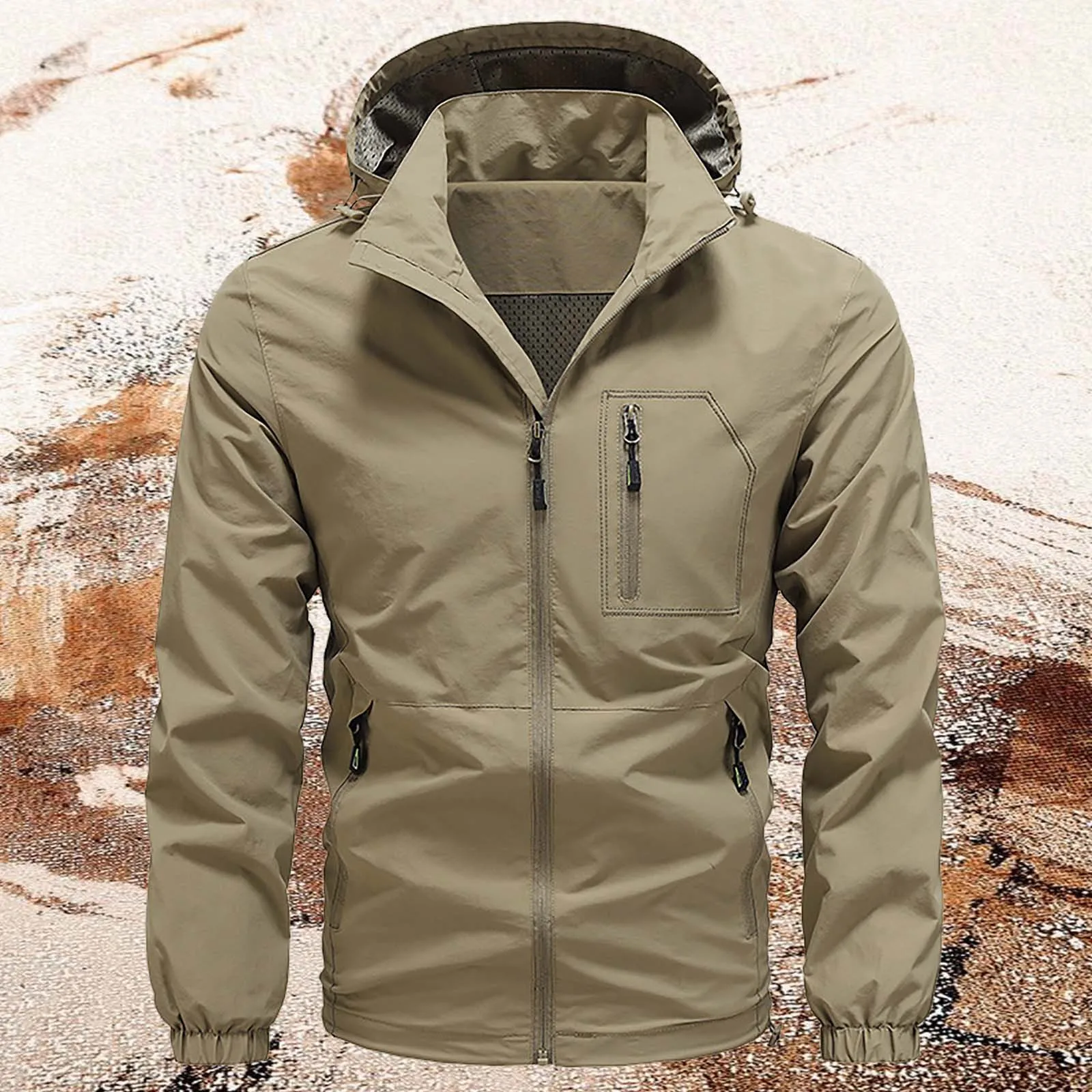 

Men's Mountaineering Punching Jacket Spring And Autumn Casual Jacket Outdoor Hooded Textured Jacket Men's for Men Jacket