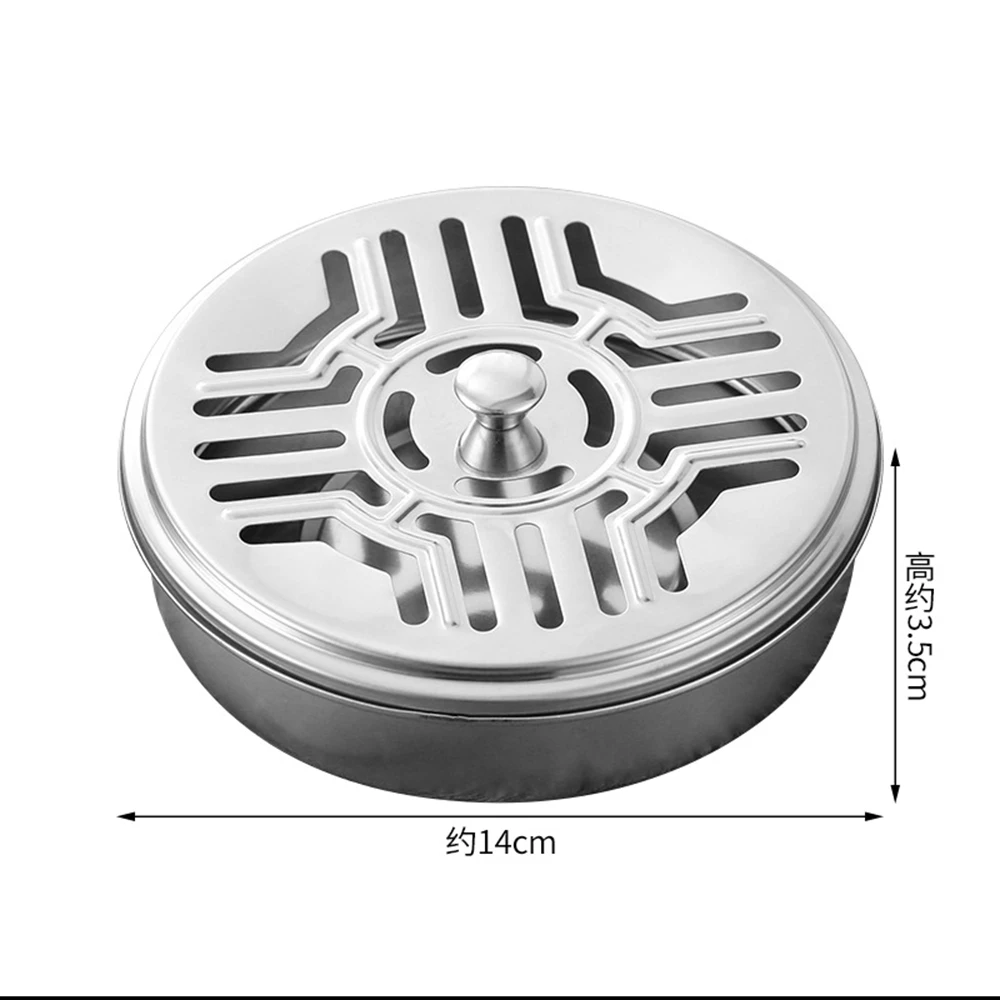 2 Pcs stainless steel mosquito coil box with lid incense burner box home fire heat protection creative ashtray Aromatherapy box