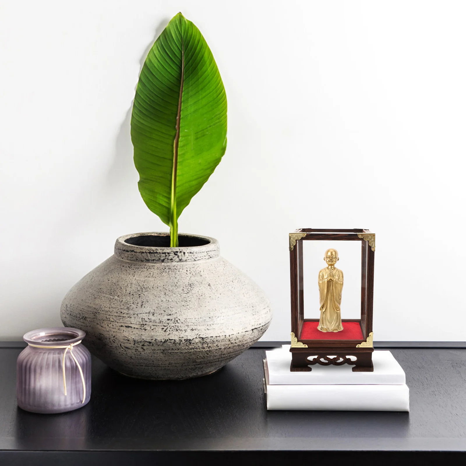 

Transparent Display Box Clear Glass Craft Holder For Buddha Statues Antiques Storage Desktop Display Rack