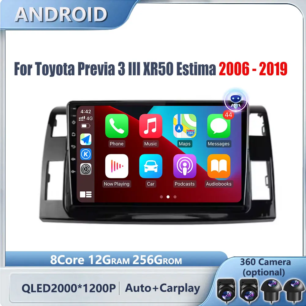 

9 дюймов для Toyota Previa 3 III XR50 Estima 2006-2019 беспроводной Carplay Android авто радио навигация мультимедийный видеоплеер DVD