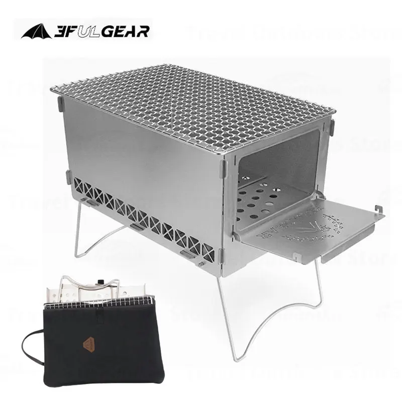 3F UL GEAR Grill Stand Portable Camping Stove Stainless Steel/Titanium Outdoor  Barbecue Picnic Grill Stove Folding Wood Stove