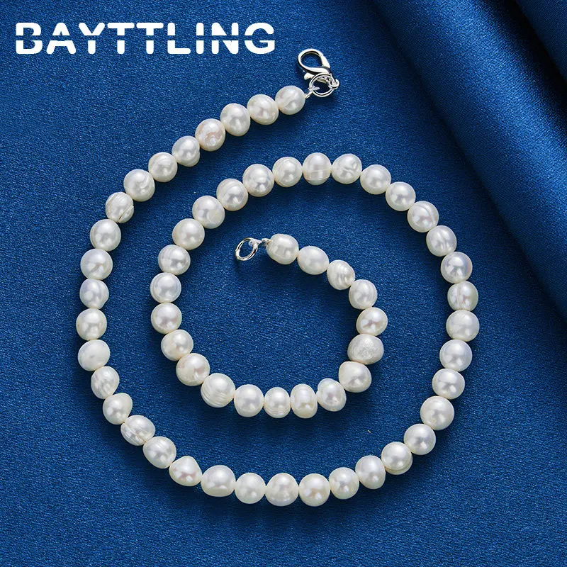 Charm 925 Sterling Silver 40/45/50 Inches Elegant Pearl Necklace Women Fashion Temperament Wedding Party Jewelry Accessories