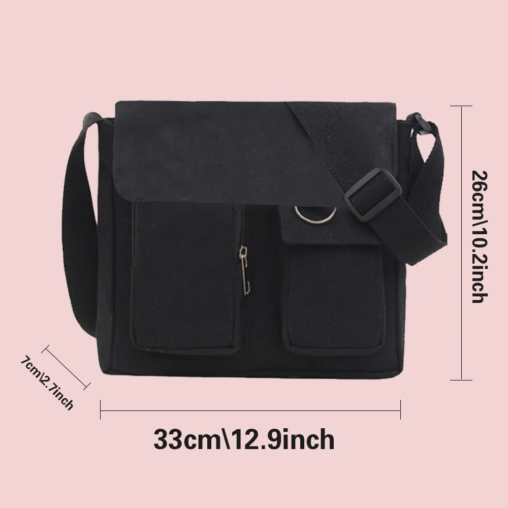 Women's Canvas Crossbody Bag Youth Fashion Messenger Bags Large Capacity Shoulder Bag Casual Handbag Rainbow Lettern Pattern