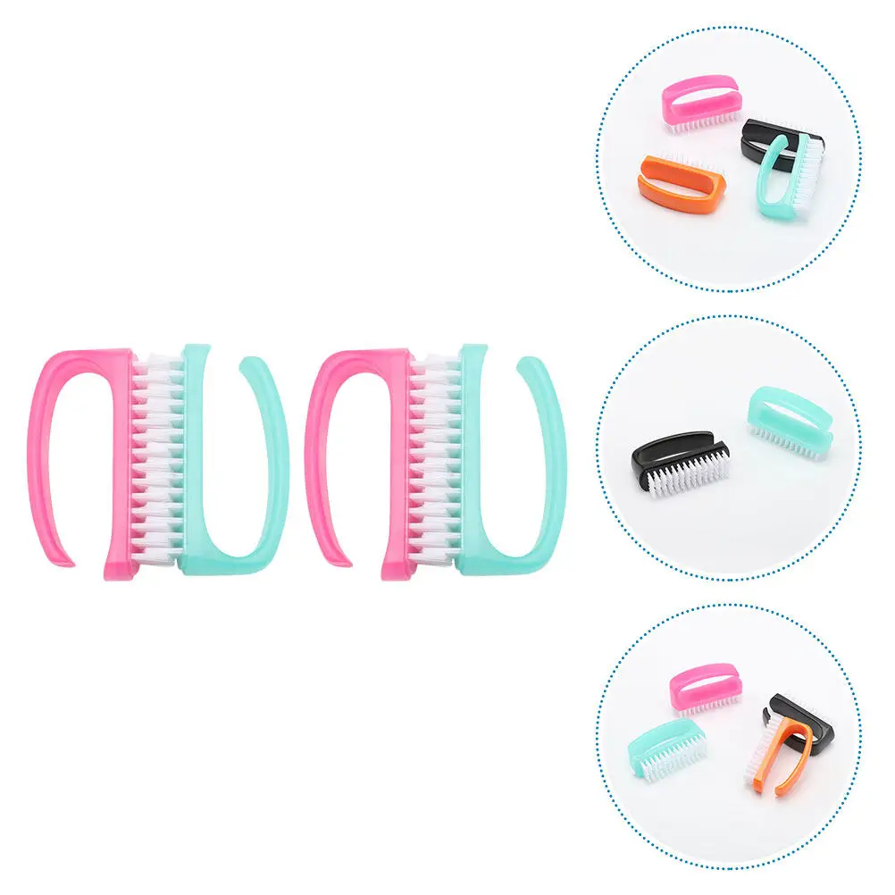 

4Pcs Premium Nail Cleaning Brush Strong Non-Bendable Bristles Portable Fingernail Scrubber for Nail Art Manicure Dust Removal