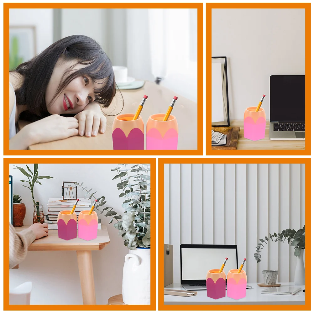 6 Pcs Multifunctional Contrast Color Pen Holder Desk Pencil Cups Brush Storage ganizer Containers For Student Office