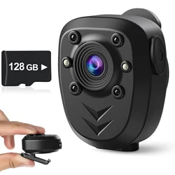 Mini Body Camera Video Recorder Built-in 32GB Memory Card with Night Vision IR & Loop Record HD 1080P, 4-6 HR Battery Life Wear