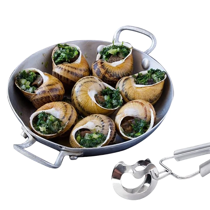 Szczypce Escargot Tong Serving Snail Cooking Food Kitchen Owoce morza Grillowanie Sałatka Stal nierdzewna Zestaw narzędzi Klipsy do grilla Klipsy