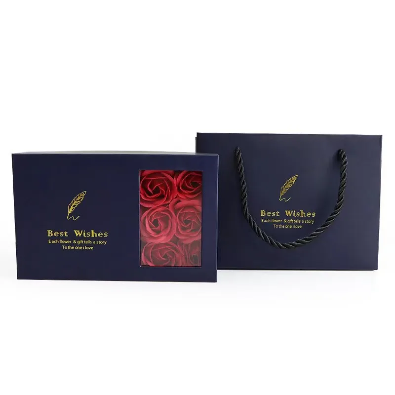 Colares com pingente de coração azul com 6 rosas, caixa de presente para mulheres, amante, mãe, natal 2025, moda romântica, joias de casamento