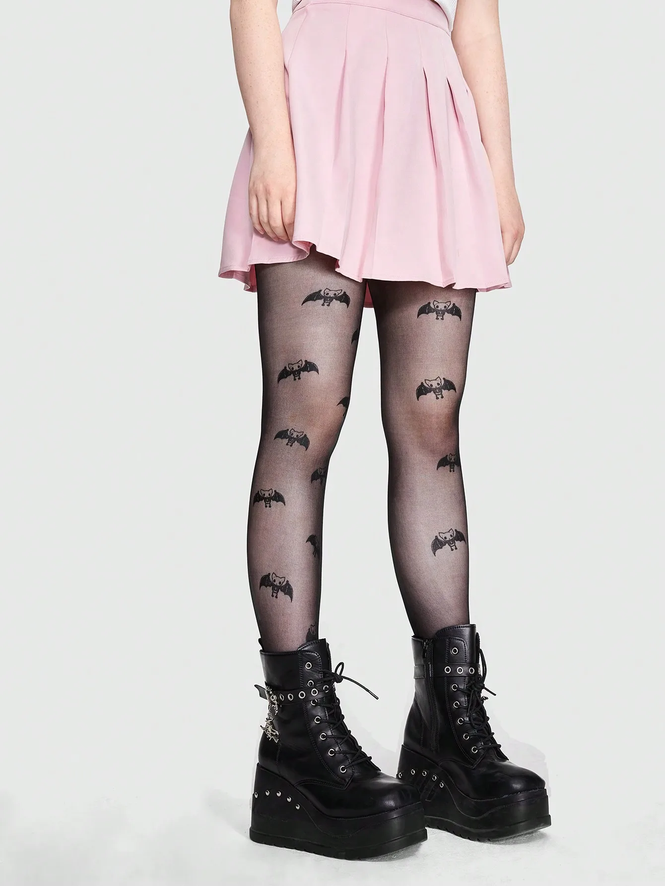 Cute Bat Print Sheer Black Tights, Gothic Halloween Thin Tattoo Pantyhose, Transparent Hosiery for Women Cosplay Outfits