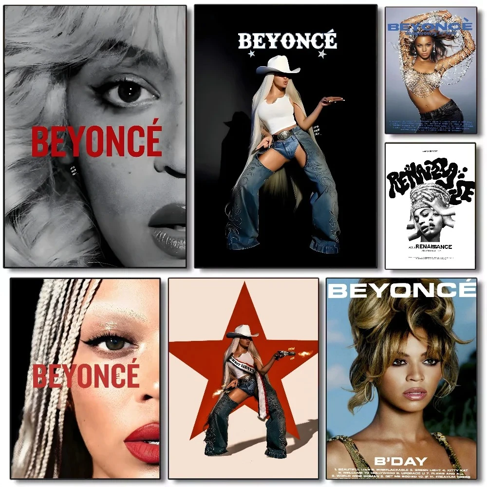B-Beyonce Cowboy Carter Singer Poster HD arte parede pegajosa à prova d'água casa sala de estar quarto bar decoração estética