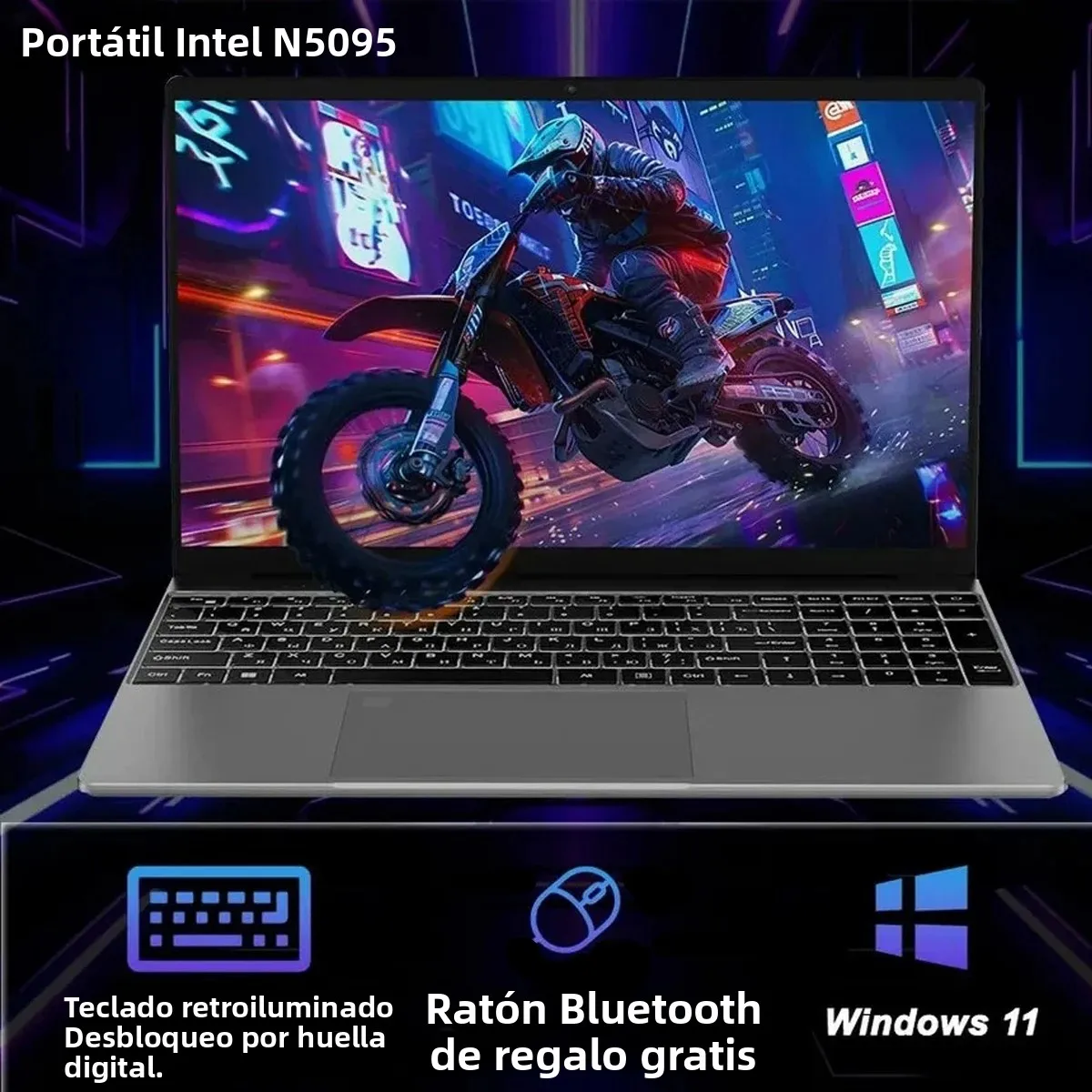 CARBAYTA 15,6 "ordenador portátil Intel Celeron N5095 Notebook PC 16 32G Ram 128GB-2TB SSD Oficina estudio PC Windows 11 1080P portátiles