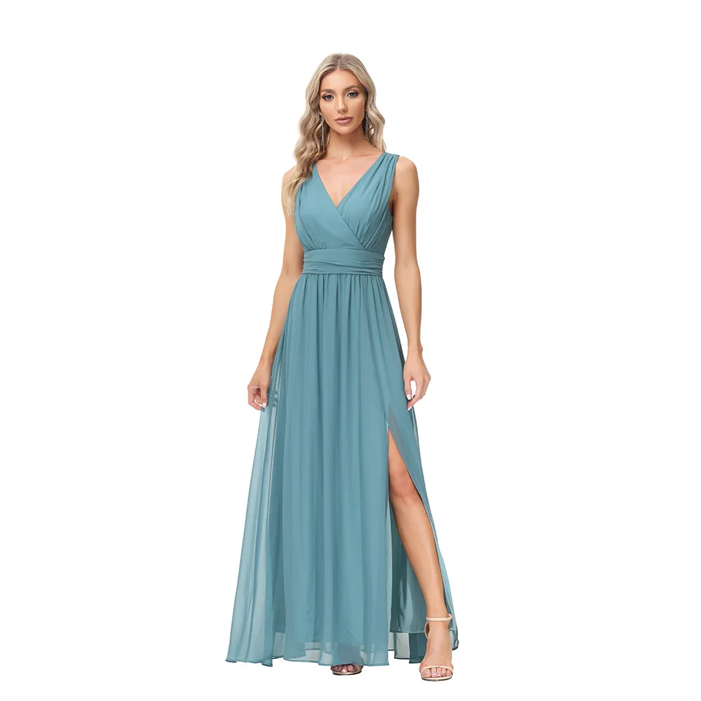 Bridesmaid Dresses V-neck A-LINE Chiffon Elegant Dress Women for Wedding Party with Split