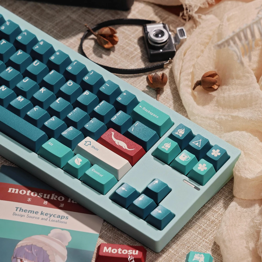 

Lake Motosu Keycap Set Custom ABS Cherry Profile Key Cap Cute Cartoon Point Blue Keycap for Gaming Mechanical Keyboard Gift